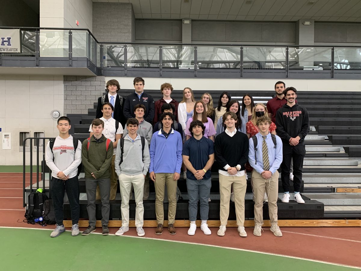 The Branford High School spring sports captains met recently with other captains in the SCC. Pictured here are Branford's captains. Photo credit: Thomas Ermini, Branford Athletics.