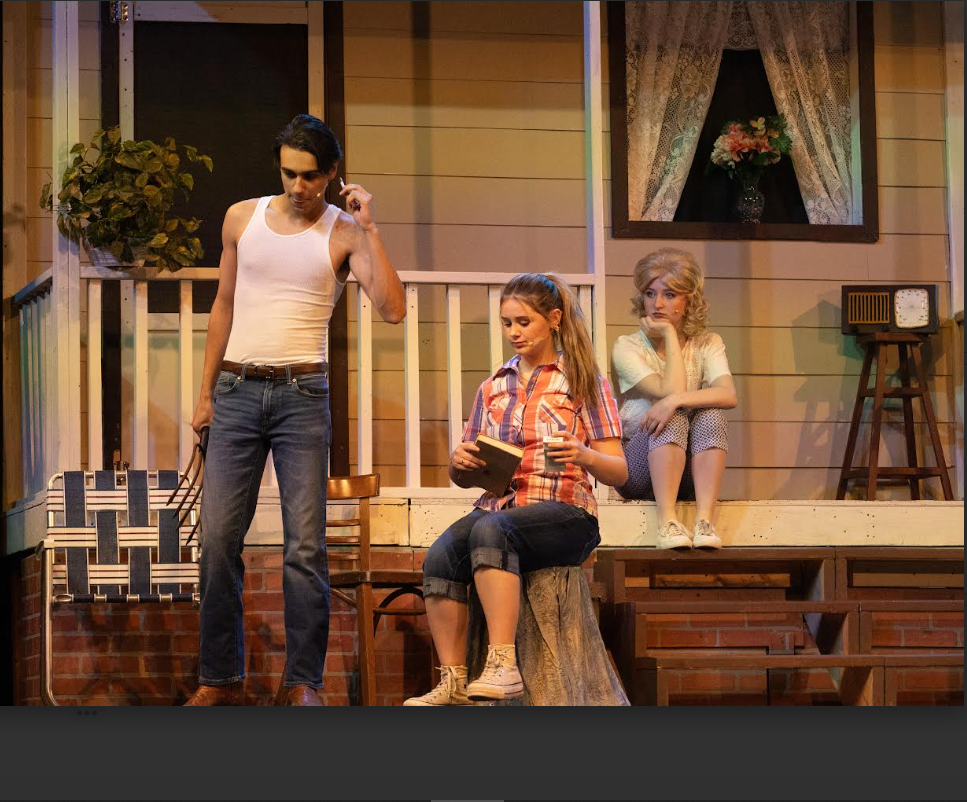 Left to right, Alex Lenox, Shay Barrett, and Lillian Rank, in the BHS Dramat's production of Picnic, by William Inge. Photo credit: Steady Photography.
